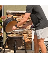 Half Moon Cooking Grate with Ceramic Deflector Plate for 15" Kamado Egg Grills - 12.5"