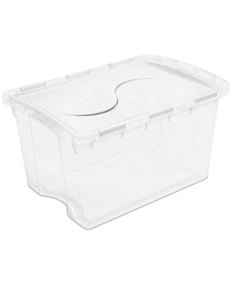 Sterilite 48 Qt Hinged Lid Storage Box Plastic Stackable Bin with Lid, 12 Pack