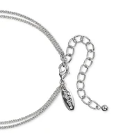 Style & Co Silver-Tone Hammered Oval & Stone Layered Statement Necklace, 18" + 3" extender, Exclusively at Macy's