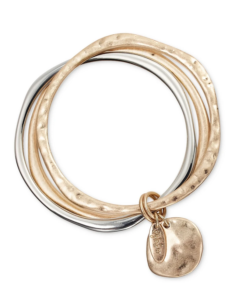 Style & Co Two-Tone 3-Pc. Set Sculptural Bangle Bracelets, Exclusively at Macy's