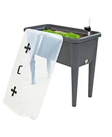 Sunnydaze Decor Self-Watering Raised Garden Bed with Cover - Includes Water Tube - Polypropylene Construction - Gray