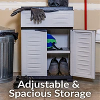 Versatile Plastic Storage Cabinet with Adjustable Shelf - 34.5"