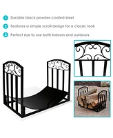 Indoor/Outdoor Heavy-Duty Powder-Coated Steel Fire Pit or Fireplace Firewood Log Rack Holder - 2' - Black