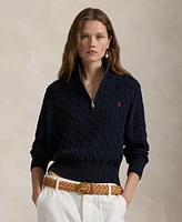 Polo Ralph Lauren Women's Cable-Knit Cotton Quarter-Zip Sweater