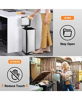 gaomon 8 Gallon Step Trash Can, Square Fingerprint-Proof Garage Can with Soft-Close Lid