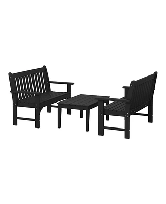 WestinTrends 3-Piece Hdpe Outdoor Patio Furniture Couch and Coffee Table Set