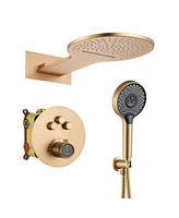 3-Function Thermostatic Shower System with Handheld Shower Head Luxury Shower Faucet Waterfall and Rainfall Shower Head