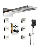 22-inch Rain Shower Head with Handheld Shower Head Shower System with Body Jets Waterfall Shower Trim Kit, Chrome