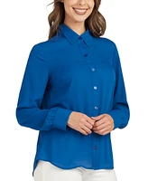 Bcx Juniors' Solid Long-Sleeve Fold-Collar Shirt