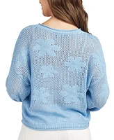 Bcx Juniors' Floral-Embroidered Lightweight Sweater