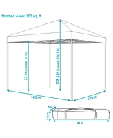 Sunnydaze Decor 10 x 10 Foot Standard Pop Up Canopy with Carry Bag - Portable Straight Leg Shelter - Gray