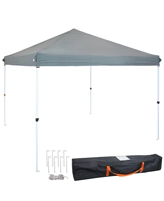 Sunnydaze Decor 10 x 10 Foot Standard Pop Up Canopy with Carry Bag - Portable Straight Leg Shelter - Gray