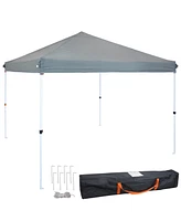 Sunnydaze Decor 10 x 10 Foot Standard Pop Up Canopy with Carry Bag - Portable Straight Leg Shelter - Gray