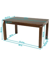 Dorian 5-Foot Mid-Century Modern Dining Table - Solid Rubberwood Rectangle Kitchen Table - Dark Walnut Finish