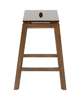 25-Inch Backless Solid Rubberwood Counter-Height Stools - Dark Walnut Finish - Set of 2