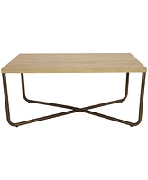 16-Inch H Industrial Coffee Table with Cross Legs - Mdp Tabletop with Powder-Coated Steel Frame and Pvc Feet