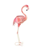 36-Inch Pink Flamingo Outdoor Statue with Flowerpot - Yard Art, Lawn and Garden Sculpture Decor