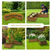 11.75" H Raised Metal Garden Bed - Galvanized Outdoor for Vegetables and Flowers Woodgrain L-Shaped