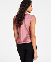 Bar Iii Women's Satin Sleeveless Cowlneck Blouse, Exclusively at Macy's