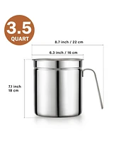 Cook N Home 3.5 Quart Stainless Steel Oil Storage Can Strainer 14 cup