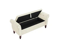 The Pop Home 63" Velvet Storage Ottoman Bench with Crystal Buckle, End-of-Bed 1 Pillow-The