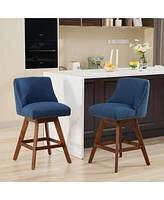 The Pop Home Set of 2 Counter Height Swivel Bar Stools, 26" Upholstered Chairs with 360° Swivel-The