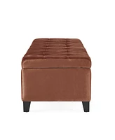 The Pop Home Velvet Storage Ottoman Bench with Tufted Lift-Top, Upholstered Accent for Bedroom or Living Room-The