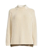 Lands' End Women's Drifter Two Color Shaker Mock Neck Sweater