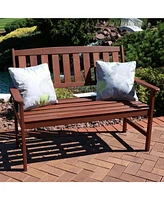 Sunnydaze Decor Solid Meranti Wood 2-Seat Outdoor Garden Bench with Rustic Teak Oil Finish