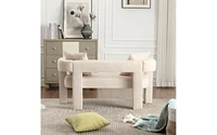 The Pop Home Modern Chenille Loveseat Bench, Comfy Upholstered 2-Seater Sofa for Living Room, Bedroom, & Leisure Areas-The