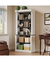 gaomon Tall Bookcase with Storage Cabinet, 5-Tier Open Bookshelf with Adjustable Lights/Storage Shelves