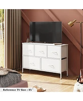 Wlive Dresser for Bedroom with 5 Drawers Long Fabric Storage Drawer Unit Bins Closet Hallway