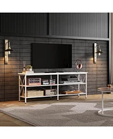 Wlive Tv Stand for 65 70 inch Entertainment Center with Storage Industrial Console Living Room Long 63" Cabinet Metal Frame