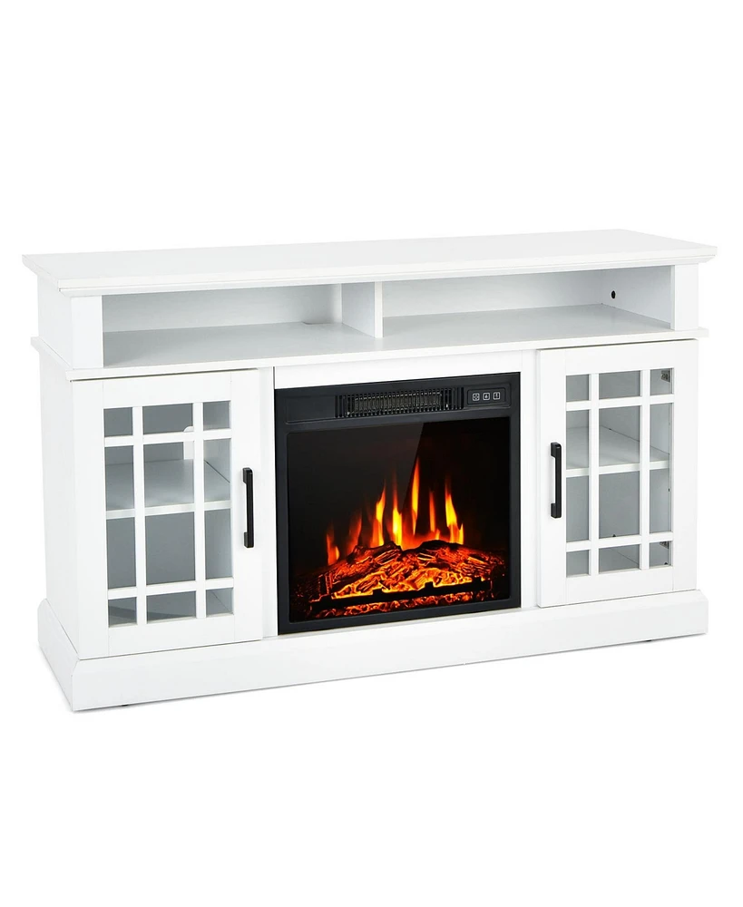 Gouun 48 Inch Electric Fireplace Tv Stand with Cabinets for TVs Up to 50 Inch