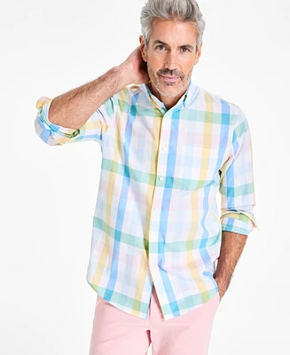 Club Room Men's Brook Regular-Fit Stretch Plaid Button-Down Poplin Shirt, Exclusively at Macy's