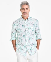 Club Room Men's Regular-Fit Stretch Floral Button-Down Poplin Shirt, Exclusively at Macy's