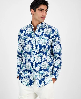 Club Room Men's Regular-Fit Stretch Floral Button-Down Poplin Shirt, Exclusively at Macy's
