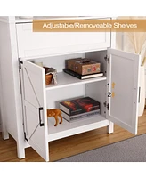 gaomon 6 Tier Farmhouse Bookshelf with Doors - Floor Standing Storage Cabinet