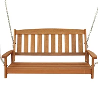 47-Inch 2-Person Meranti Wood Porch Swing with Hanging Chains