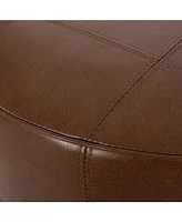 The Pop Home Brown Faux Leather Ottoman, Footrest & Side Table for Living Room and Bedroom-The Pop Home