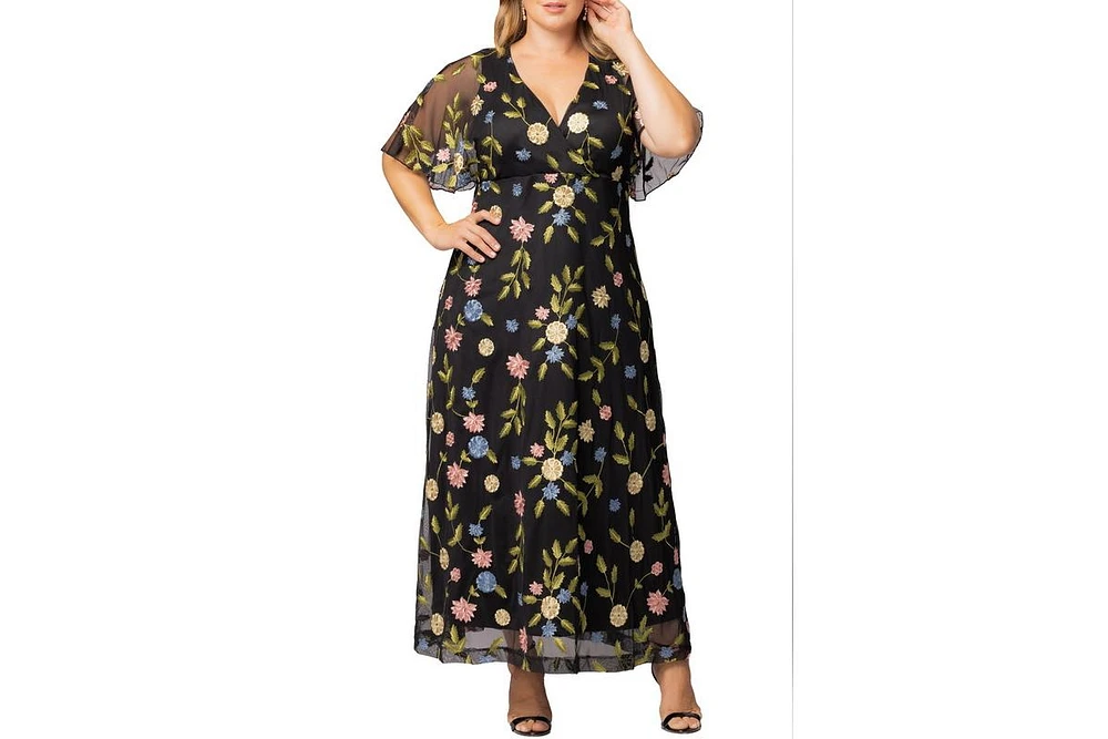 Kiyonna Plus Embroidered Elegance Evening Gown