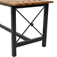 47.25-Inch x 15.25-Inch European Chestnut Wood Dining Bench with Black Powder-Coated Steel Frame - 420 lb Weight Capacity