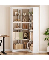 gaomon Farmhouse Bookshelf Corner Bookcase 72.8" Large Bookcase