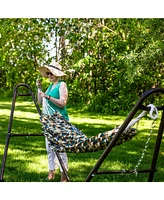 Double Jacquard Hammock - Large 2-Person for the Backyard or Patio Polyester Outdoor Geometric Jumble