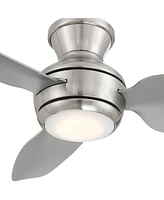 Casa Vieja 36" Whirl Modern Industrial Indoor Outdoor Ceiling Fan 3 Blade Led Light Remote Control Brushed Nickel Finish Silver Blades Bedroom Patio L