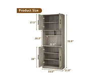 gaomon 71" Tall Kitchen Pantry Storage Cabinet, Kitchen Hutch Storage Cabinet with Led Lights, Freestanding Pantry Cabinet with Microwave Shelf
