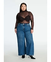 Eloquii Women's Plus Mesh Heart Top