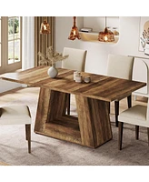 Tribesigns Dining Table for 4 to 6 People, 63" Rectangular Dining Room Table, Modern Wooden Faux Marble Dinner Table with Sturdy Base for Kitchen