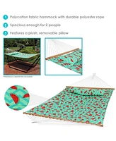Quilted Watermelon Printed Fabric Hammock and Pillow - 450-Pound Weight Capacity - Watermelon and Chevron