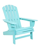 Sunnydaze Decor All-Weather Outdoor Adirondack Chair with Drink Holder - Heavy Duty Hdpe Weatherproof Patio